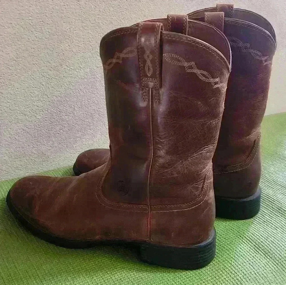 Men's Ariat cowboy roper boots, worn 1x, size 12D - Picture 4 of 12